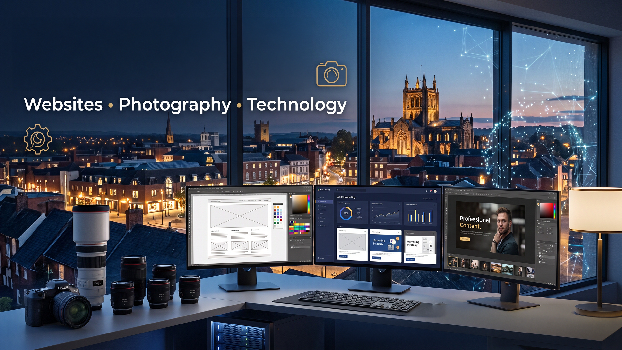 Hereford cityscape with technology workspace